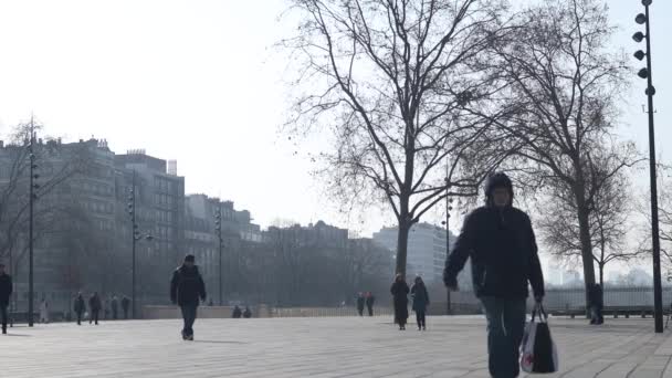 Paris Merkezinde Yürüyen Insanlar Fransa — Stok video