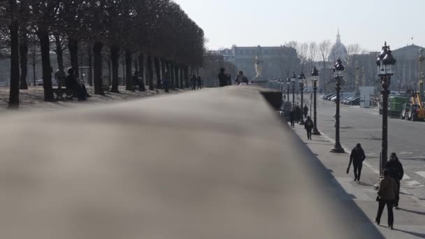 Emberek Párizs Közepén Sétálnak Franciaország — Stock videók