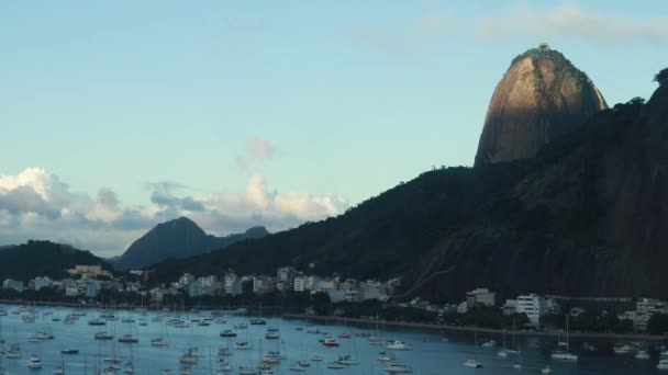 Αεροφωτογραφία Του Όμορφου Ρίο Ντε Τζανέιρο Σκάφη Αναψυχής Ωκεανός Και — Αρχείο Βίντεο