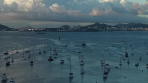 Río Janeiro Vista Mar Cerca Del Aterro Flamengo Atardecer — Vídeos de Stock
