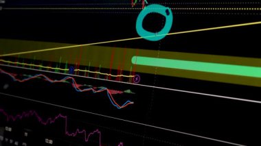 Borsa Çizelgesi. LED ekrandaki borsa verileri. Yüksek kaliteli video konsepti. Siyah arkaplan ekranı. 