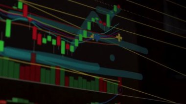 Borsa Çizelgesi. LED ekrandaki borsa verileri. Yüksek kaliteli video konsepti. Siyah arkaplan ekranı. 