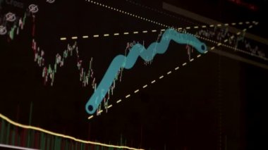 Borsa Çizelgesi. LED ekrandaki borsa verileri. Yüksek kaliteli video konsepti. Siyah arkaplan ekranı. 