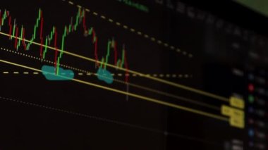 Borsa Çizelgesi. LED ekrandaki borsa verileri. Yüksek kaliteli video konsepti. Siyah arkaplan ekranı. 