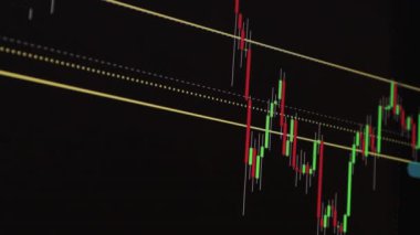 Borsa Çizelgesi. LED ekrandaki borsa verileri. Yüksek kaliteli video konsepti. Siyah arkaplan ekranı. 