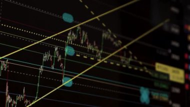 Borsa Çizelgesi. LED ekrandaki borsa verileri. Yüksek kaliteli video konsepti. Siyah arkaplan ekranı. 