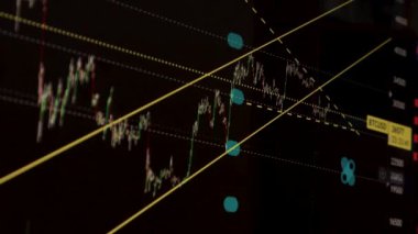 Borsa Çizelgesi. LED ekrandaki borsa verileri. Yüksek kaliteli video konsepti. Siyah arkaplan ekranı. 