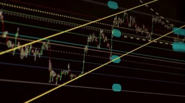 Borsa Çizelgesi. LED ekrandaki borsa verileri. Yüksek kaliteli video konsepti. Siyah arkaplan ekranı. 