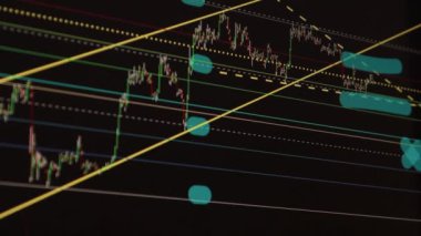 Borsa Çizelgesi. LED ekrandaki borsa verileri. Yüksek kaliteli video konsepti. Siyah arkaplan ekranı. 
