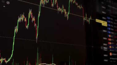 Borsa Çizelgesi. LED ekrandaki borsa verileri. Yüksek kaliteli video konsepti. Siyah arkaplan ekranı. 