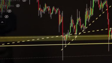 Borsa Çizelgesi. LED ekrandaki borsa verileri. Yüksek kaliteli video konsepti. Siyah arkaplan ekranı. 