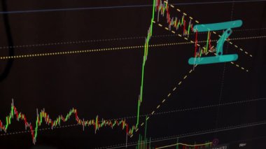 Borsa Çizelgesi. LED ekrandaki borsa verileri. Yüksek kaliteli video konsepti. Siyah arkaplan ekranı. 