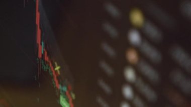 Borsa Çizelgesi. LED ekrandaki borsa verileri. Yüksek kaliteli video konsepti. Siyah arkaplan ekranı. 