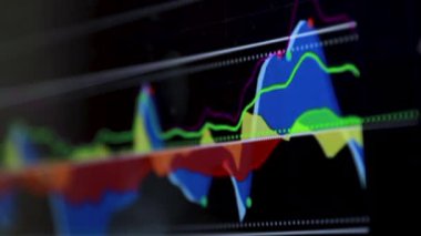 Borsa Çizelgesi. LED ekrandaki borsa verileri. Yüksek kaliteli video konsepti. Siyah arkaplan ekranı. 