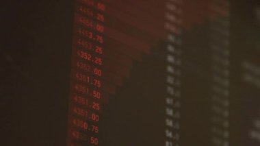 Borsa Çizelgesi. LED ekrandaki borsa verileri. Yüksek kaliteli video konsepti. Siyah arkaplan ekranı. 
