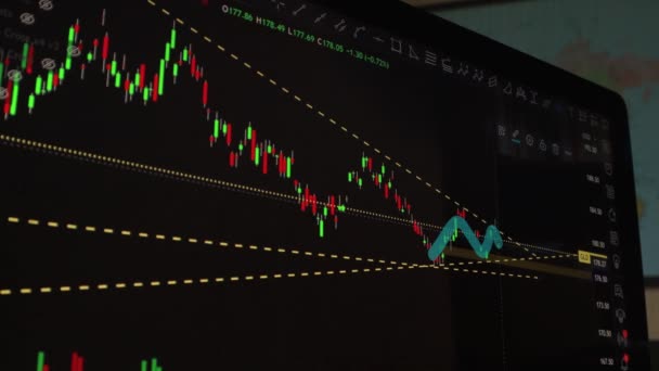 Биржевой График Данные Фондового Рынка Led Дисплее Концепция Высокое Качество — стоковое видео