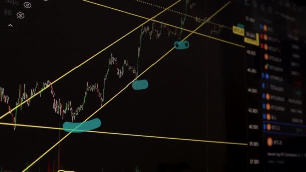 Aandelenmarkt Grafiek Aandelenbeursgegevens Led Display Concept Hoge Kwaliteit Video Zwart — Stockvideo