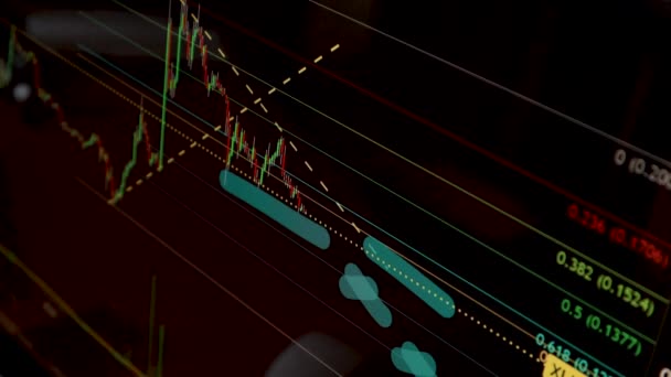 株式市場チャート Led表示の株式市場データ コンセプト高品質のビデオ ブラックバックグラウンド画面 — ストック動画