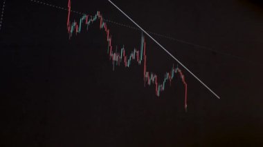 Borsa Çizelgesi. LED ekrandaki borsa verileri. Yüksek kaliteli video konsepti. Siyah arkaplan ekranı. 