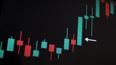 Borsa Çizelgesi. LED ekrandaki borsa verileri. Yüksek kaliteli video konsepti. Siyah arkaplan ekranı. 