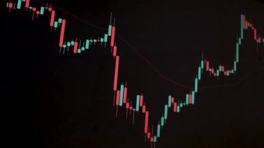 Borsa Çizelgesi. LED ekrandaki borsa verileri. Yüksek kaliteli video konsepti. Siyah arkaplan ekranı. 