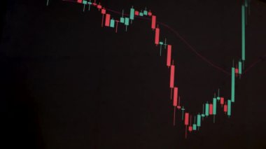 Borsa Çizelgesi. LED ekrandaki borsa verileri. Yüksek kaliteli video konsepti. Siyah arkaplan ekranı. 