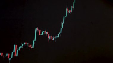 Borsa Çizelgesi. LED ekrandaki borsa verileri. Yüksek kaliteli video konsepti. Siyah arkaplan ekranı. 