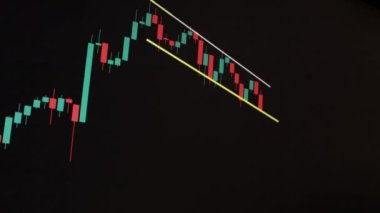 Borsa Çizelgesi. LED ekrandaki borsa verileri. Yüksek kaliteli video konsepti. Siyah arkaplan ekranı. 