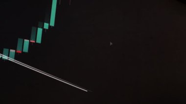 Borsa Çizelgesi. LED ekrandaki borsa verileri. Yüksek kaliteli video konsepti. Siyah arkaplan ekranı. 