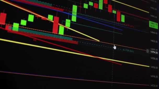 Биржевой График Данные Фондового Рынка Led Дисплее Концепция Высокое Качество — стоковое видео