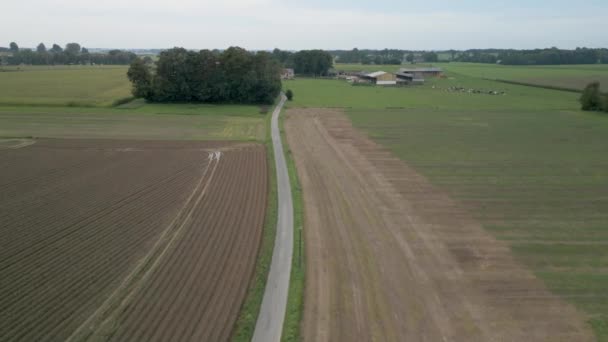 Filmati Aerei Drone Fattorie Agricole Nelle Campagne Del Nord Ovest — Video Stock