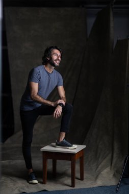 Portrait of one young latin American Caucasian man.