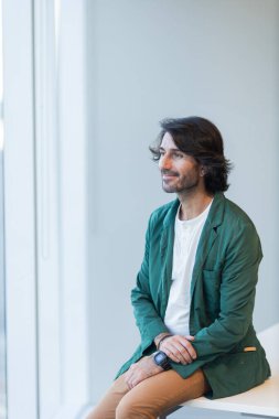 Portrait of one young latin American Caucasian man.