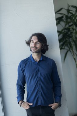 Portrait of one young latin American Caucasian man.