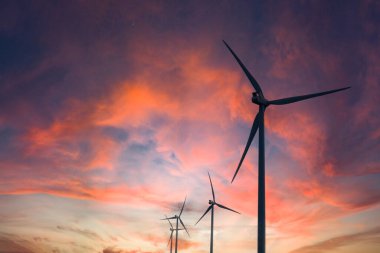 Rüzgar türbinleri, rüzgar enerjisi üretim ekipmanları, temiz enerji konsepti, yenilenebilir enerji