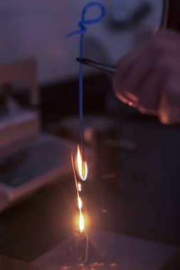 Üretim hattı ilaç endüstrisi. İlaç ve ilaç imalatı, eczacılık - Yangın testi.