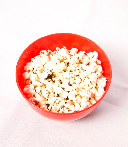 Schüssel Popcorn Auf Weißem Hintergrund — Stockfoto