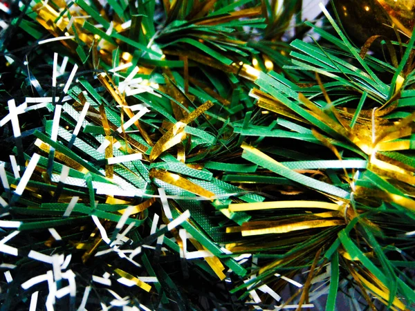 Green Gold Christmas Garlands Texture — Stock Photo, Image