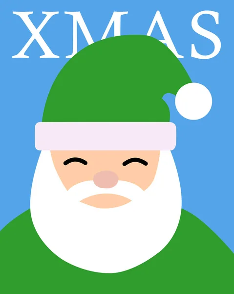 İllüstrasyon Noel Baba vejetaryen minimalist retro Papa Noel yeşil takım elbiseli