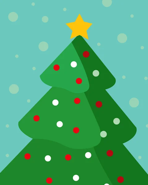 Christmas Tree Illustration Red White Balls Snow Background — Stock Photo, Image