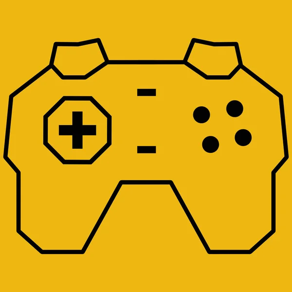 金色背景下电子游戏控制器的Joystick轮廓 — 图库照片