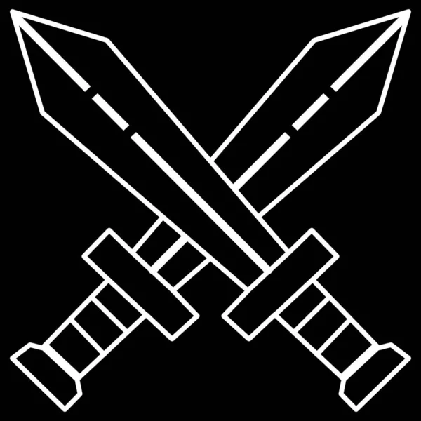 黒い背景に2本の交差した剣のロゴアイコン — ストック写真