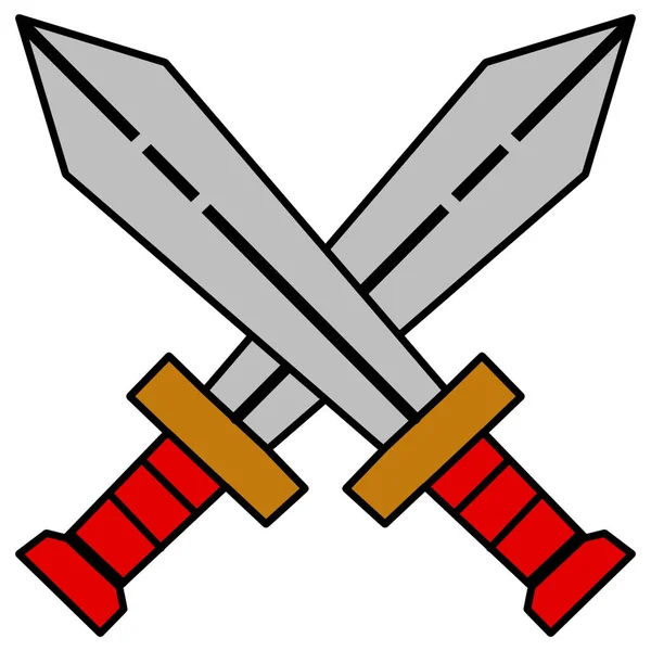 Duas Espadas Cruzadas Ícone Logotipo Fundo Transparente — Fotografia de Stock