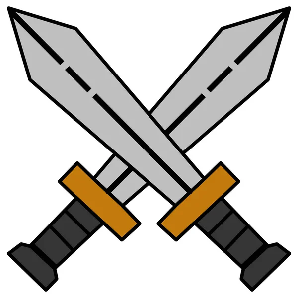 Dos Espadas Cruzadas Logo Icono Sobre Fondo Transparente — Foto de Stock