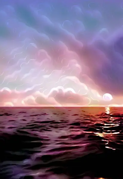 Denizin üzerinde güzel bir gün batımı.