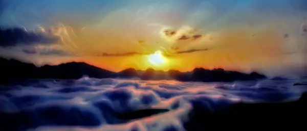 Denizin üzerinde güzel bir gün batımı