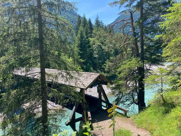 Uma Ponte Sobre Rio Lech Áustria — Fotografia de Stock