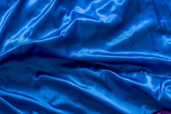 Μπλε Σατέν Ύφασμα Φόντο Νερό Και Ρυτίδες — Φωτογραφία Αρχείου