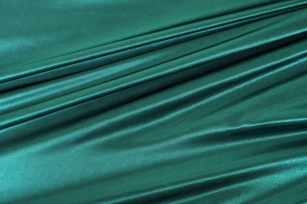 Ένα Φωτεινό Πράσινο Σατέν Ύφασμα Σφιχτές Ρυτίδες Διάνυσμα Υφάσματος Φόντο — Φωτογραφία Αρχείου