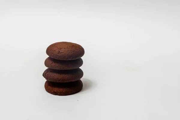 Zabliszt Cookie Kat Csokoládé Fehér Háttér — Stock Fotó